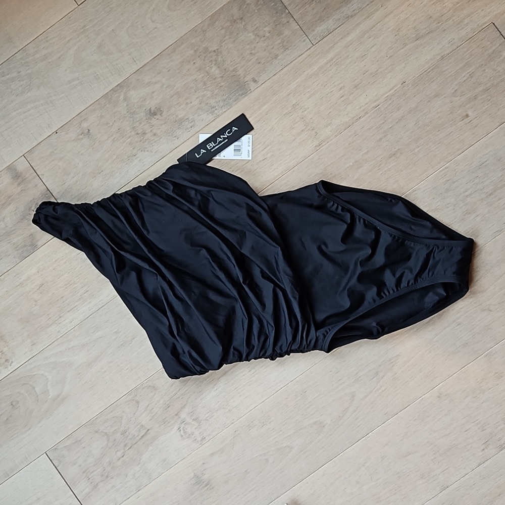 LA BLANCA sz 4 Womens Blk One-piece Swimming suit *new*